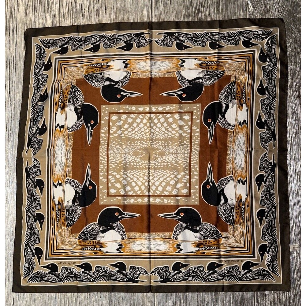 Vintage Anthony Paine Skemo Aesotica Loon Scarf Italy 30” Wildlife Bird Square